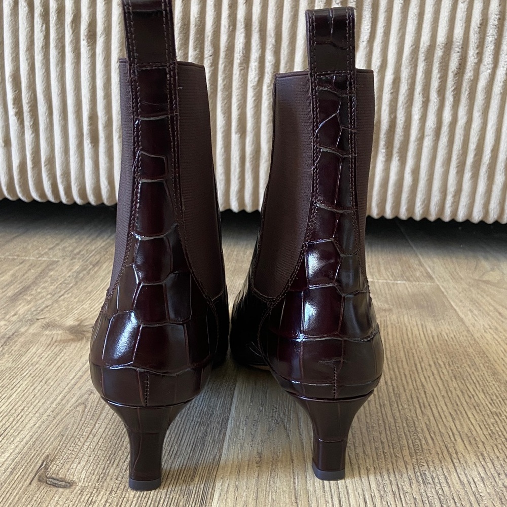 Madewell Croc-Embossed Leather The Dimes Chelsea Boot Coffee Bean Women’s Size 8 - Picture 5 of 9